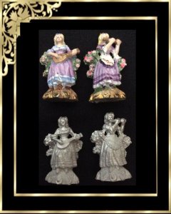 DH174 2 Staffs Lady Musicians Unpainted