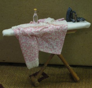 D302 Dollhouse Ironing Board with Shirt 1/12 scale