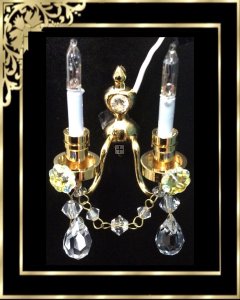 DFA017003 Twin Crystal Sconce candle flame bulbs