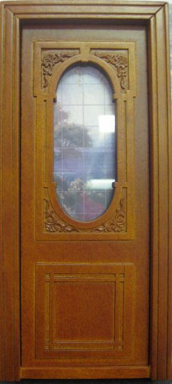 D81087 Glass / Timber Single Door / Frame Walnut - Click Image to Close