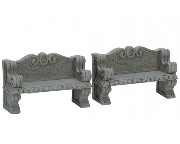 74612 Lemax Stone Bench Set of 2 2007 - Click Image to Close
