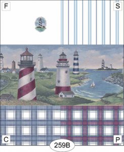 DWAL0259SB Wallpaper Lighthouse Border with Stripe