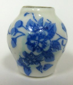 DRG10 Vase rounded White W/Blue Pattern Pkt 2
