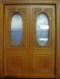 D81097 Glass / Timber Double Door / Frame Walnut