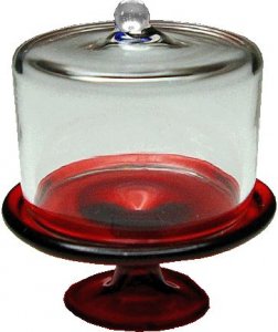 DHB232 Red Pedestal Glass Cake Stand