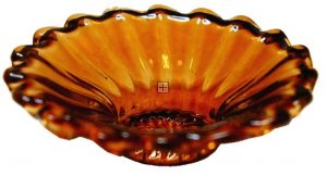 DHB038 Crystal Amber Glass Flared Platter