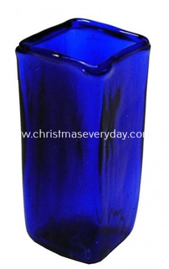 DHB402 Vase Blue Glass Square - Click Image to Close