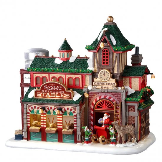 25926 LEMAX Santa's Reindeer Stables 2023 - Click Image to Close