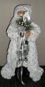 CNJ44146cm Santa wearing a White Fur Coat LED