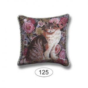 DPIL125 Pillow Calico Cat in bed of roses
