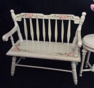 DCLA10979W Hand Painted Deacon Bench