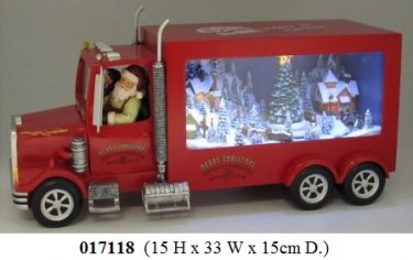 C017118 Santa & Red Truck w/Rotating Scene and Music