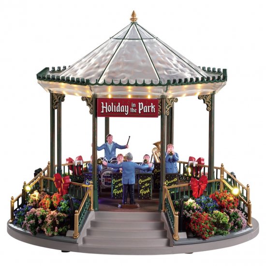 94551 Lemax Holiday Garden Green Bandstand 2019 RETIRED - Click Image to Close