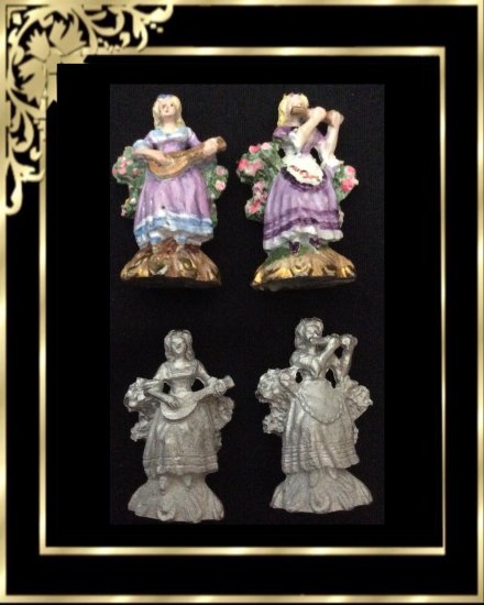 DH174 2 Staffs Lady Musicians Unpainted - Click Image to Close