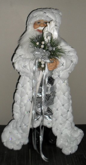 CNJ44146cm Santa wearing a White Fur Coat LED - Click Image to Close