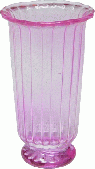 DHB182 Ridged Glass Pink Pedestal Vase - Click Image to Close