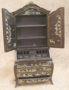 D07302 Black Oriental Bookcase