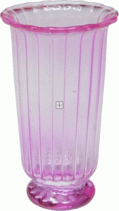DHB182 Ridged Glass Pink Pedestal Vase