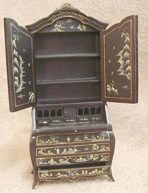 D07302 Black Oriental Bookcase - Click Image to Close