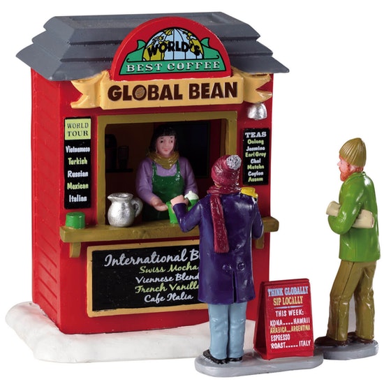 93439 Lemax Global Bean Coffee Kiosk 2019 RETIRED 2024 - Click Image to Close