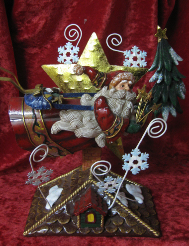 C2027 Santa / Tree Metal Decoration - Click Image to Close