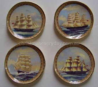 DBYB344 Sailing Ship Plates 1:12 scale miniature 1/12 - Click Image to Close