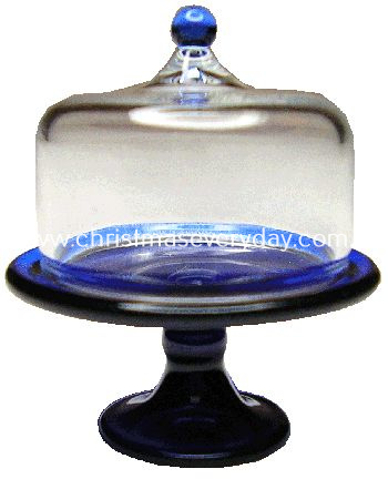 DHB252 Glass Cake Plate Blue with Cover - Click Image to Close