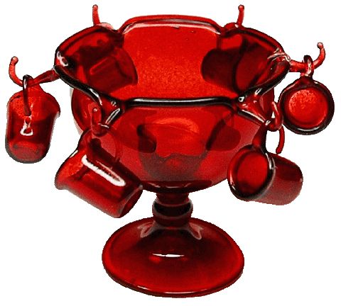 DHB276 Red Punch Bowl Set - Click Image to Close