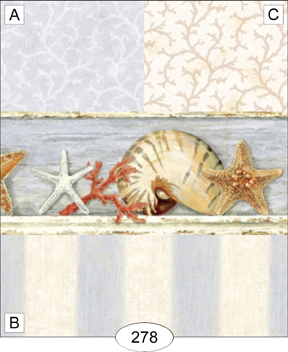 DWAL0278B Wallpaper Coral & Starfish Blue Stripe - Click Image to Close