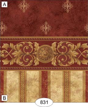 DWAL0831B Wallpaper Medallion Red Stripe - Click Image to Close
